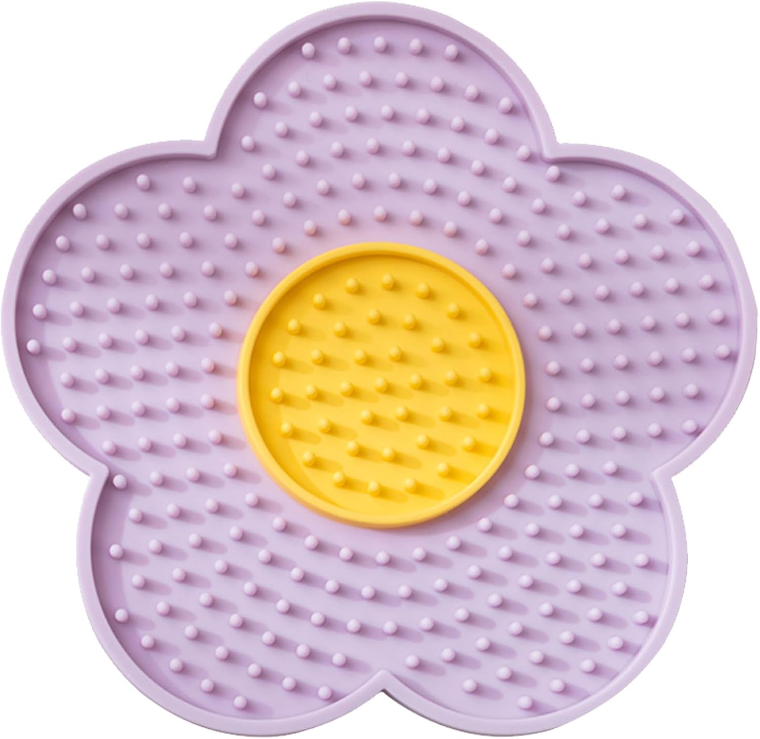 KFX-1182141 Flower-Shaped Silicone Licking Mat with Suction Cups for Dogs and Cats - Slow Feeder Pad for Treats and Bath Time