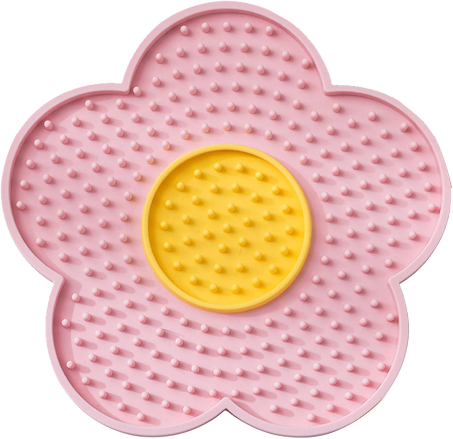 KFX-1182141 Flower-Shaped Silicone Licking Mat with Suction Cups for Dogs and Cats - Slow Feeder Pad for Treats and Bath Time