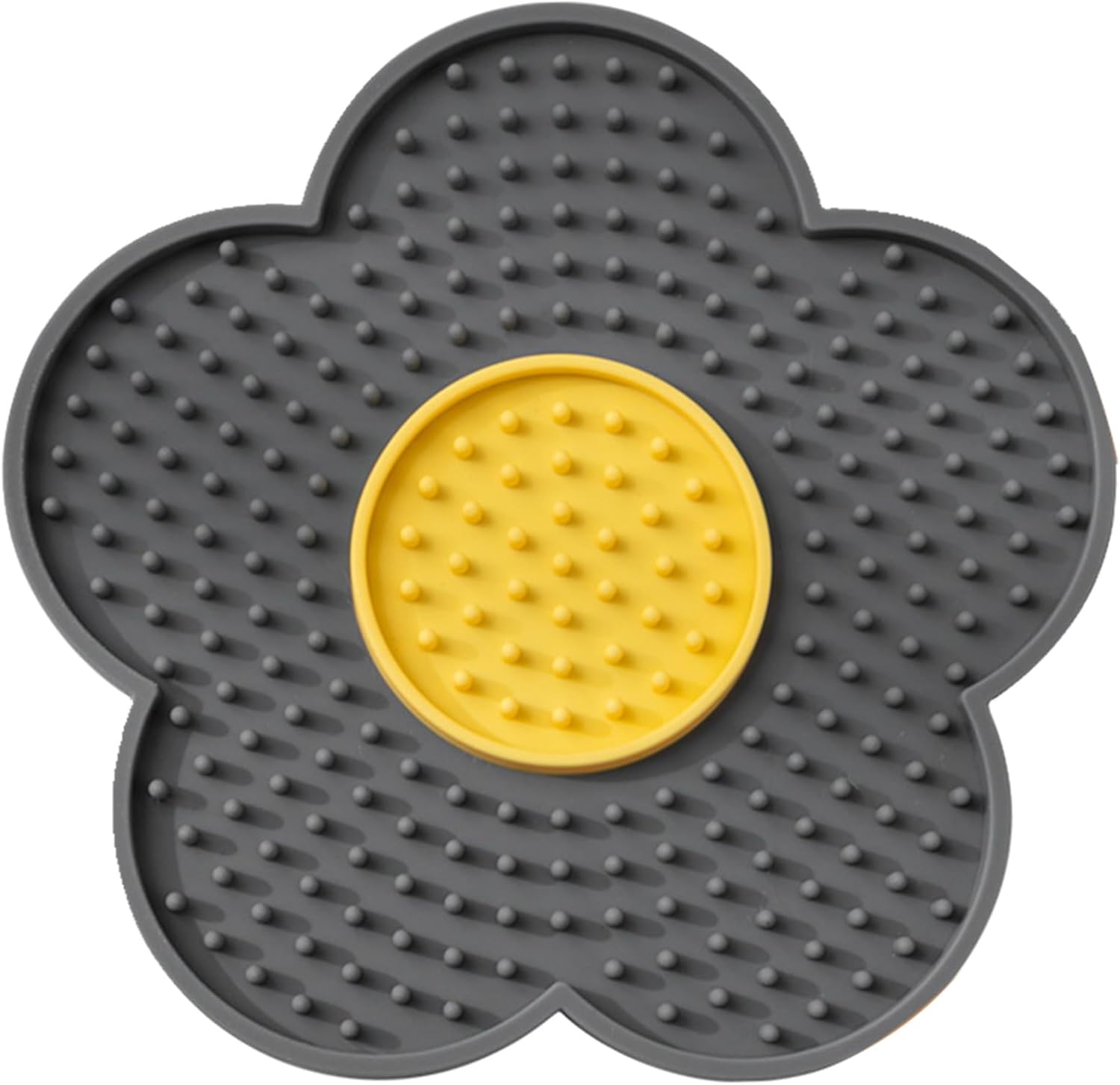 KFX-1182141 Flower-Shaped Silicone Licking Mat with Suction Cups for Dogs and Cats - Slow Feeder Pad for Treats and Bath Time