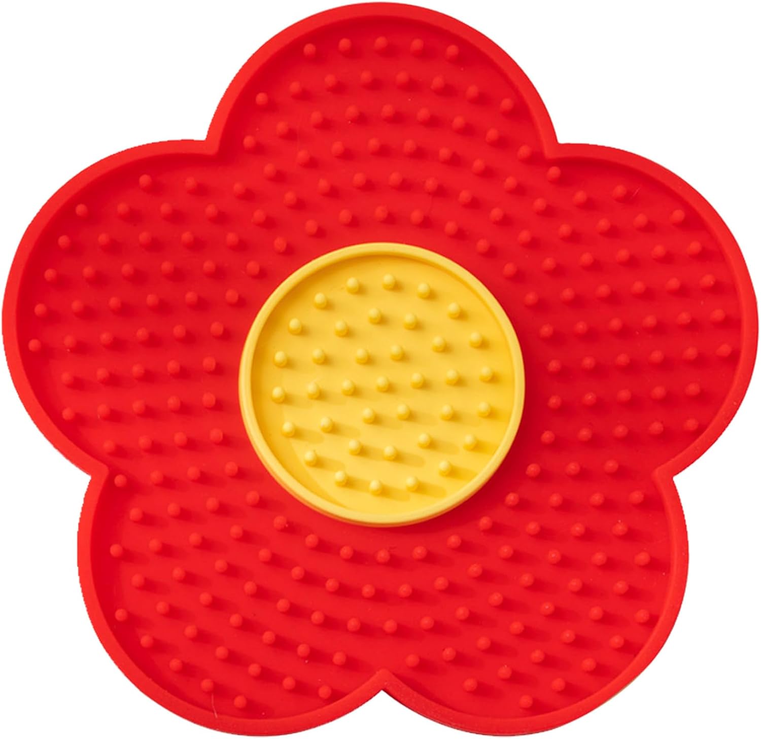 KFX-1182141 Flower-Shaped Silicone Licking Mat with Suction Cups for Dogs and Cats - Slow Feeder Pad for Treats and Bath Time