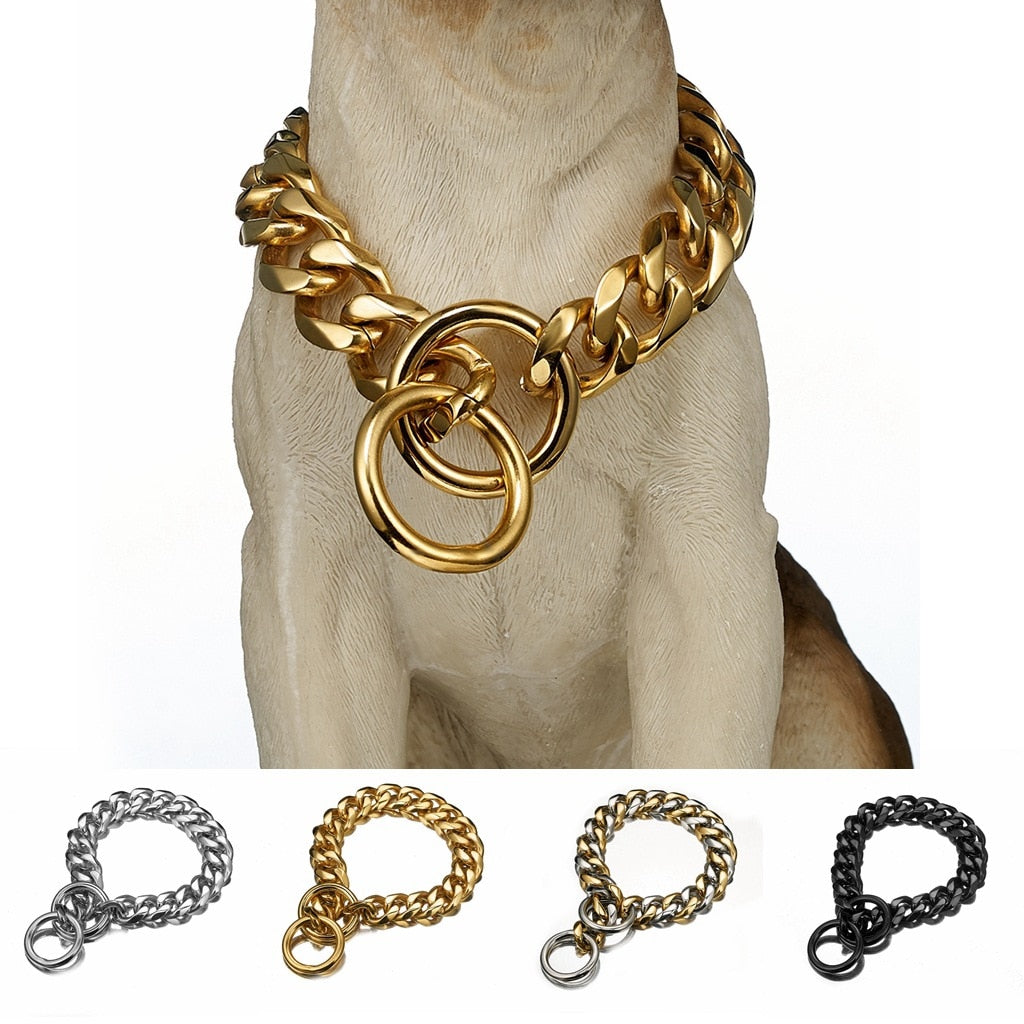 KFX-1182653 Stainless Steel Dog Collar for Bulldogs and Large Dogs