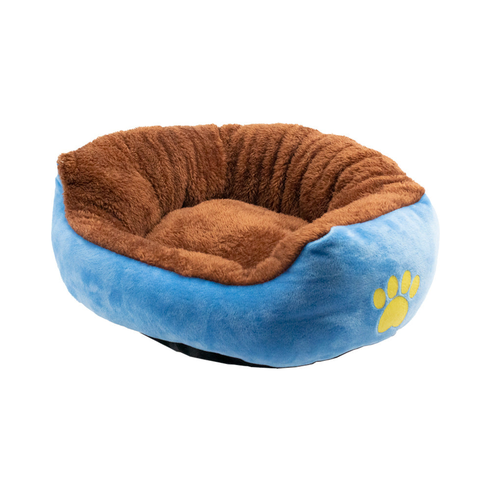 KFX-1184701 Cozy Cloth Pet Sofa with Paw Print Design in Blue and Pink, Available in S, M, L Sizes