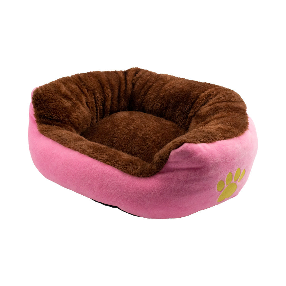 KFX-1184701 Cozy Cloth Pet Sofa with Paw Print Design in Blue and Pink, Available in S, M, L Sizes