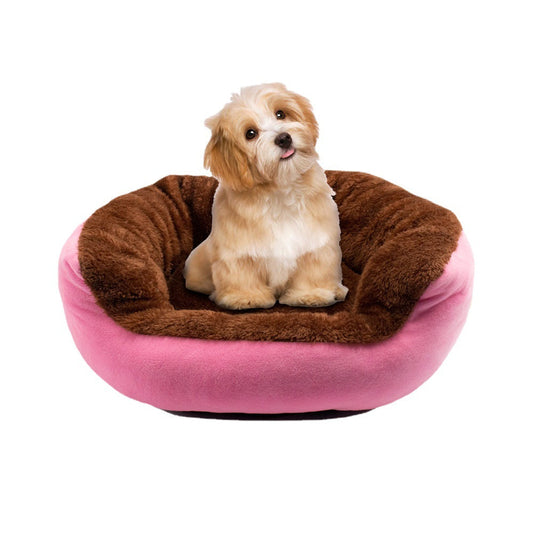 KFX-1184701 Cozy Cloth Pet Sofa with Paw Print Design in Blue and Pink, Available in S, M, L Sizes