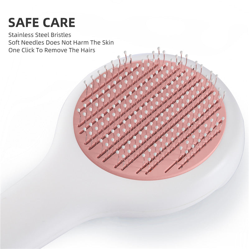 KFX-1186237 Pet Massage Comb for Cats and Dogs - Ergonomic Design, Pink, 210x90x42mm