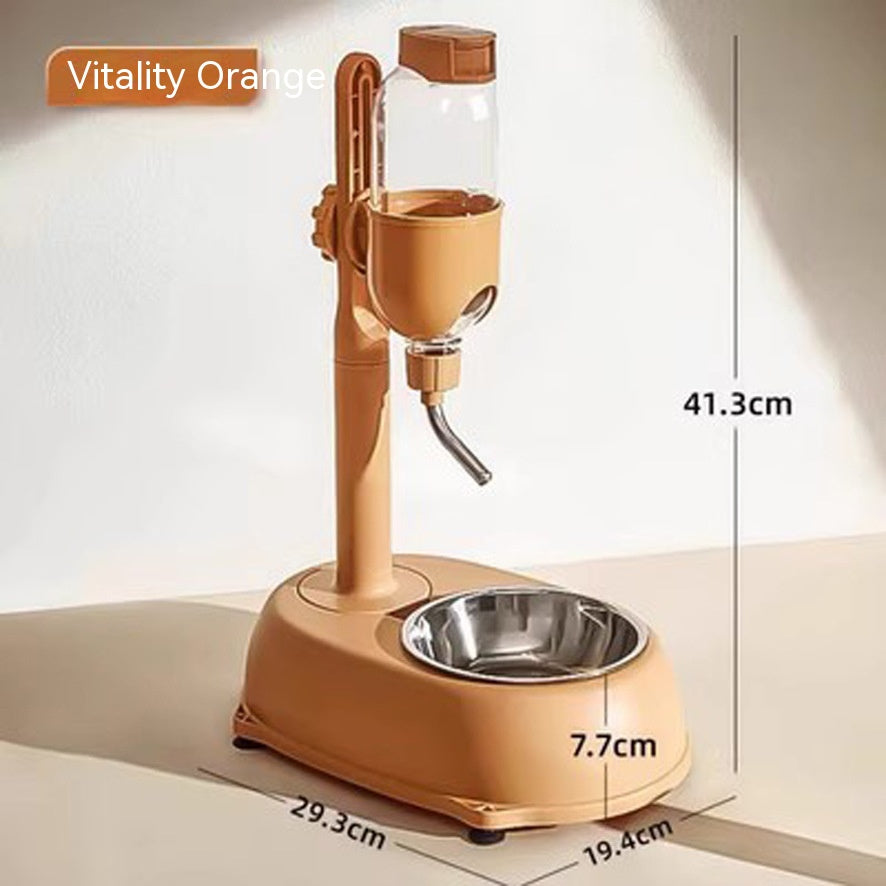 KFX-1186621 Non-Wet Vertical Drinking Water Dispenser for Cats and Small Dogs - 500ml Capacity with Adjustable Height