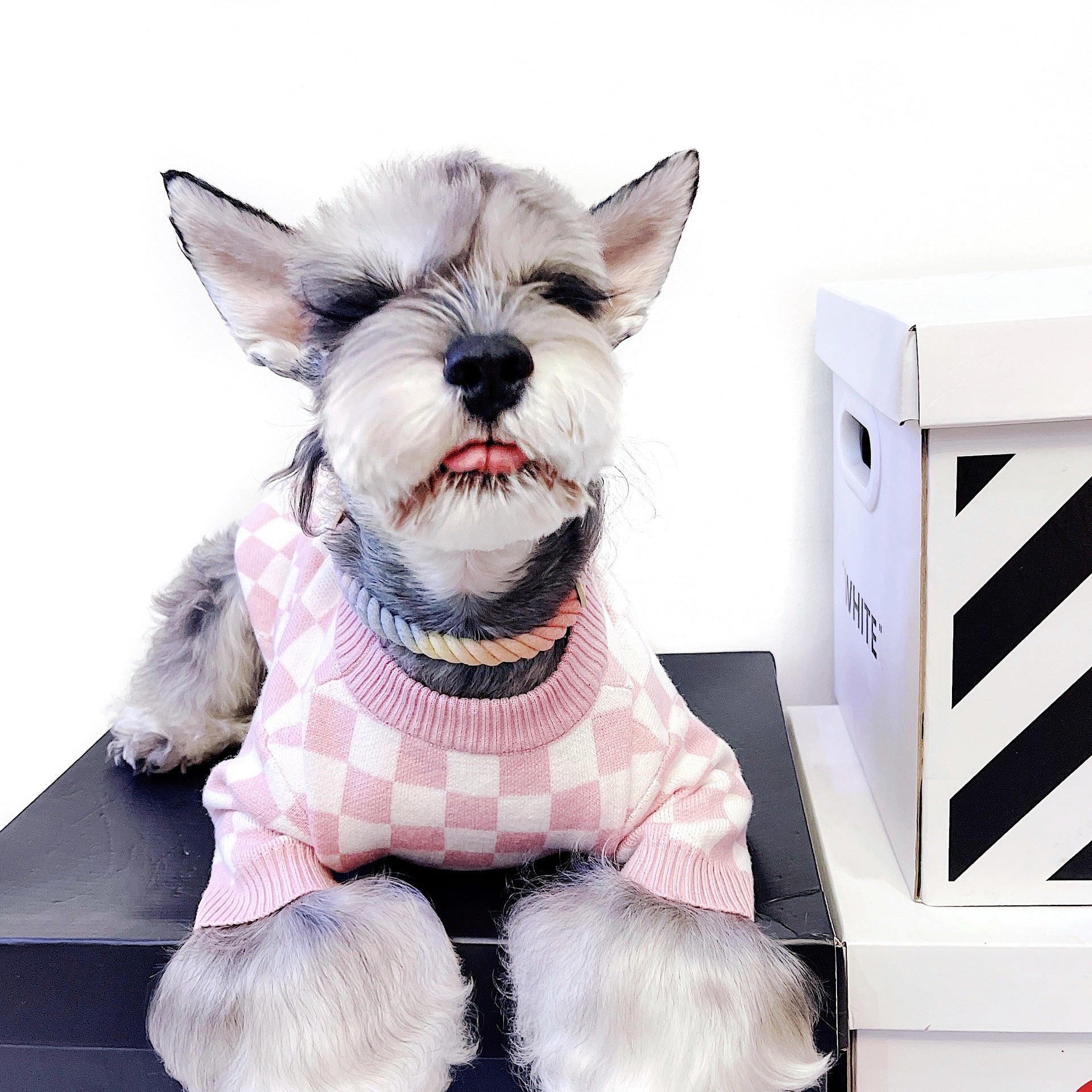 KFX-1188413 Checkerboard Wool Sweater for Dogs - Stylish and Cozy Pet Apparel