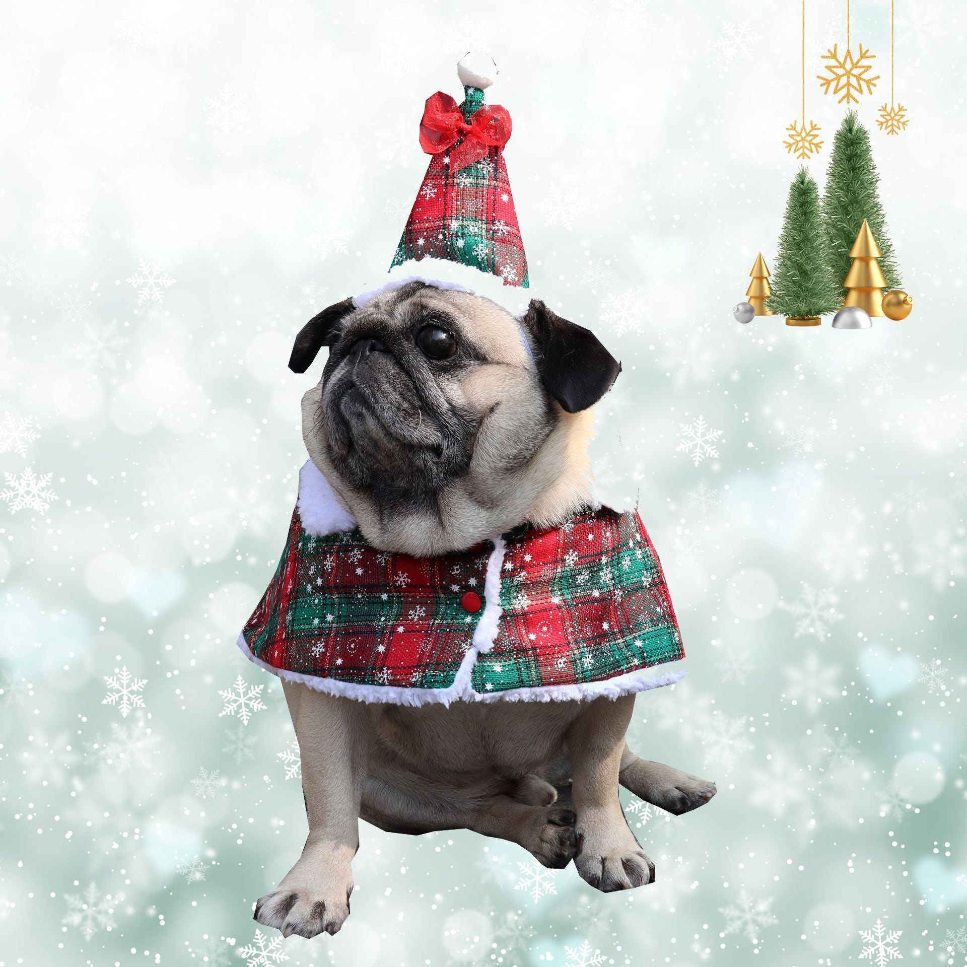 KFX-1188797 Snowflake Cloak Pet Costume with Hat for Christmas Festivities