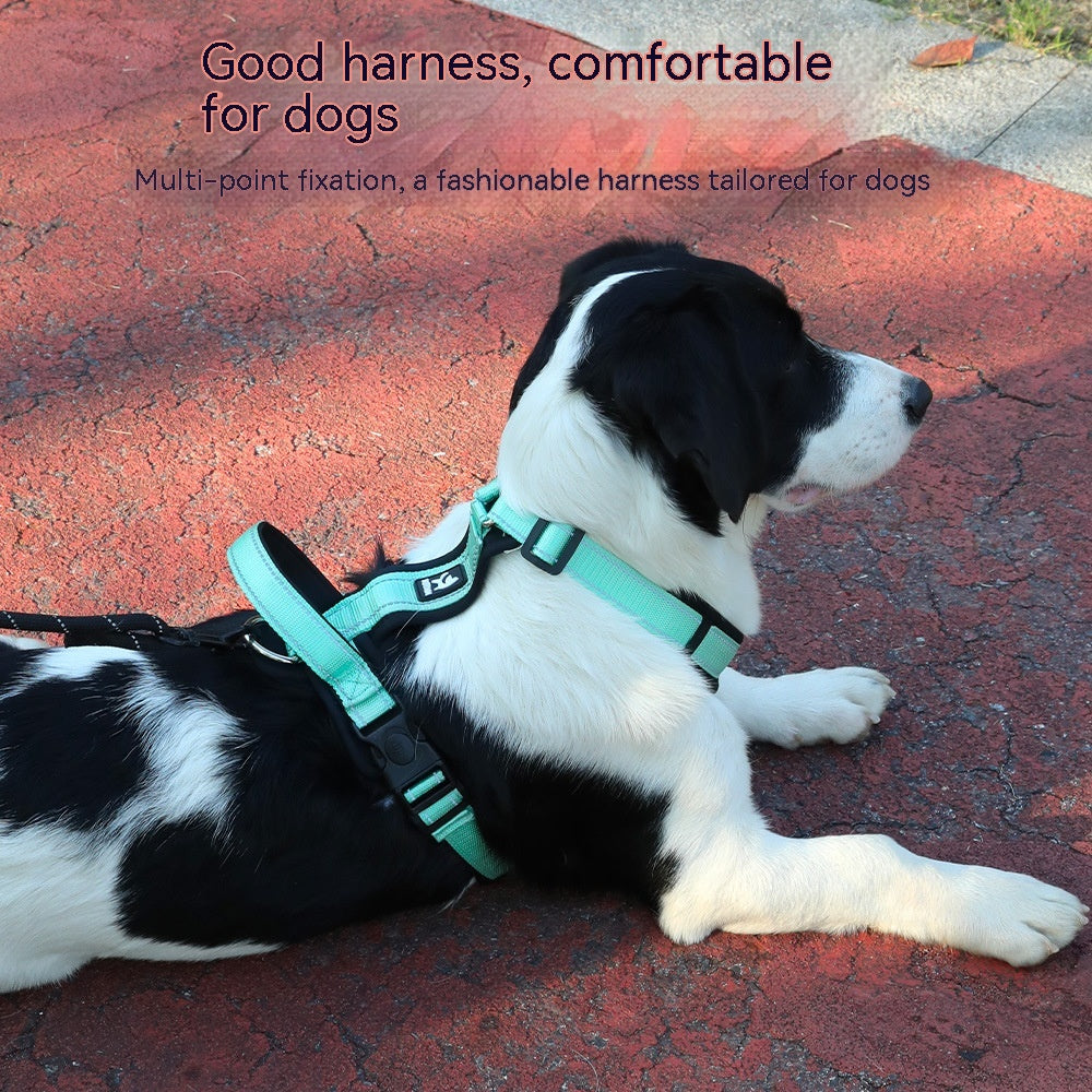 KFX-1189693 Reflective Rope Chest Strap Vest for Medium to Large Dogs with Hand Holding Leash