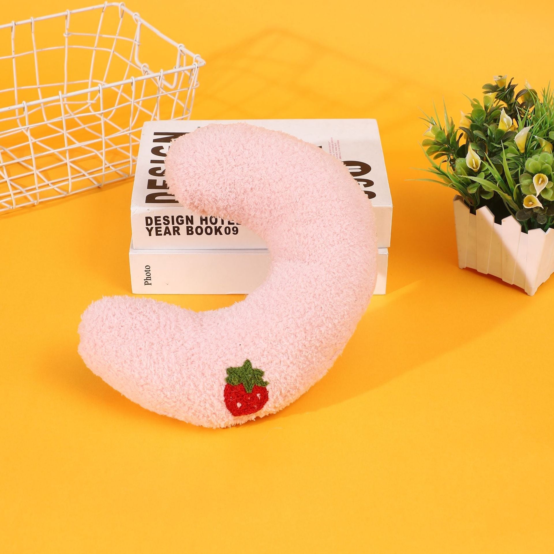 KFX-1191229 U-Shaped Cartoon Pillow Pet Half Moon Pillow for Deep Sleep for Dogs and Cats