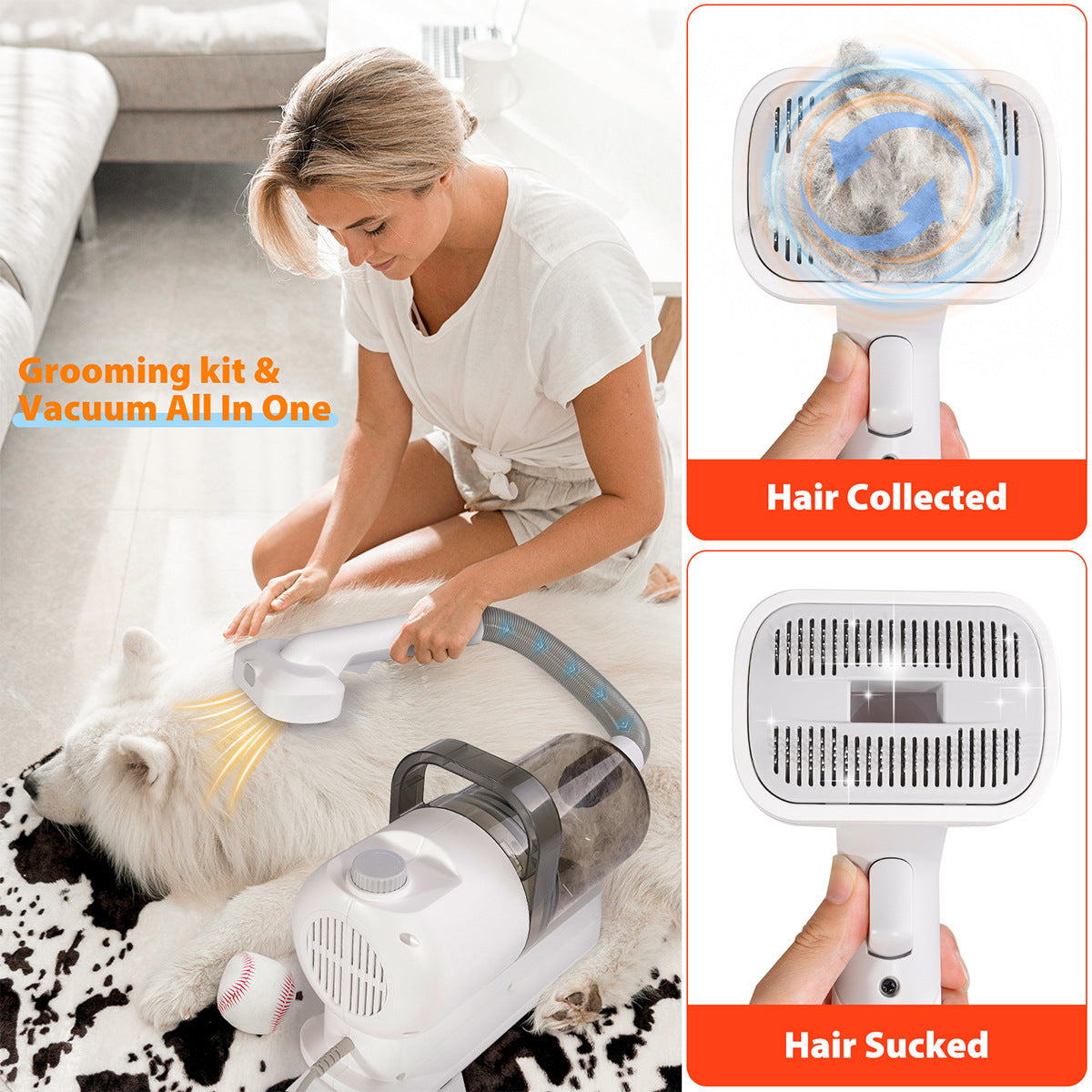 KFX-1191997 All-in-One Pet Hair Care Suction and Scissors Machine with Accessories