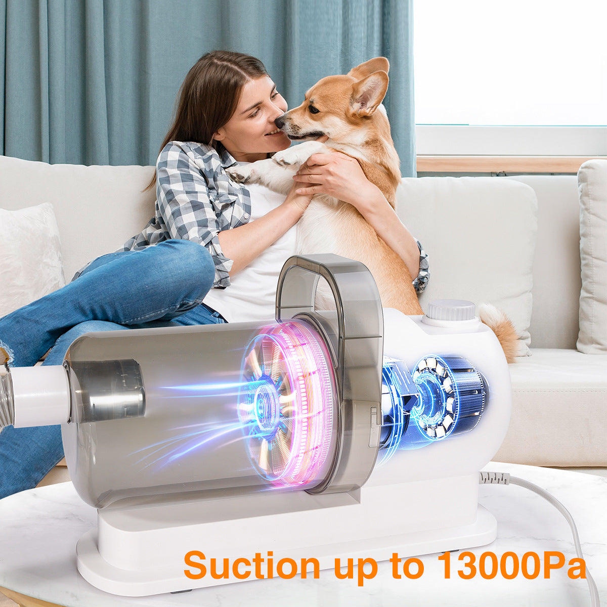 KFX-1191997 All-in-One Pet Hair Care Suction and Scissors Machine with Accessories