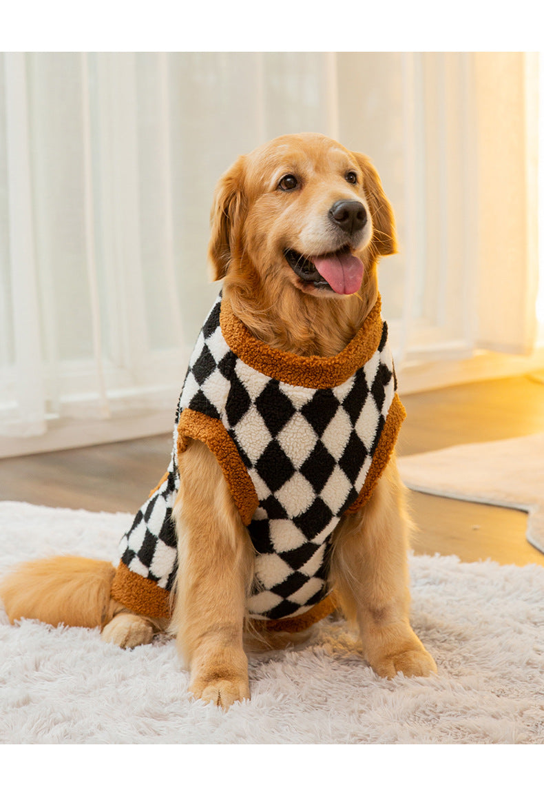 KFX-1194173 Cozy Cotton-Padded Fluffy Dog Vest Jacket for Autumn and Winter in Black
