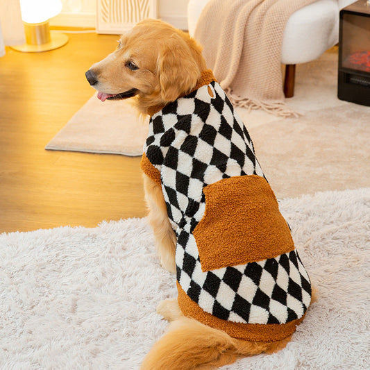 KFX-1194173 Cozy Cotton-Padded Fluffy Dog Vest Jacket for Autumn and Winter in Black