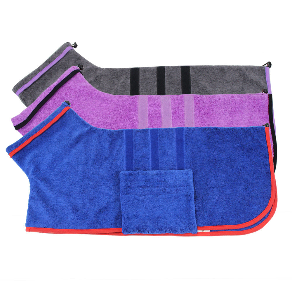 KFX-1194557 Absorbent Multi-Color Pet Bathrobe in Royal Blue, Dark Gray, and Light Purple for Dogs