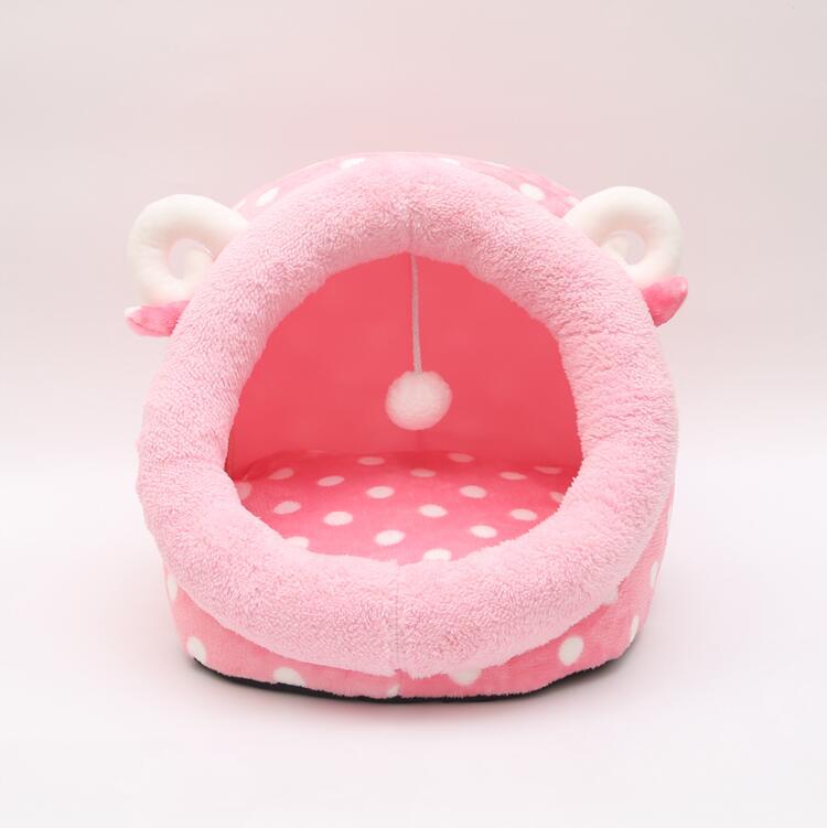 KFX-1196221 Cozy Indoor Cat Bed with Removable Washable Cushion - Soft Fabric Pet House for Cats and Small Dogs