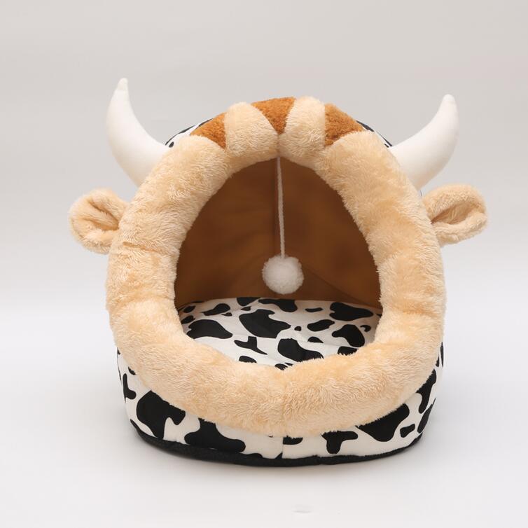 KFX-1196221 Cozy Indoor Cat Bed with Removable Washable Cushion - Soft Fabric Pet House for Cats and Small Dogs