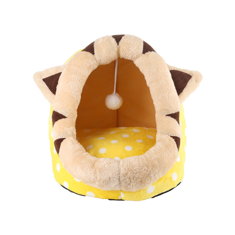 KFX-1196221 Cozy Indoor Cat Bed with Removable Washable Cushion - Soft Fabric Pet House for Cats and Small Dogs