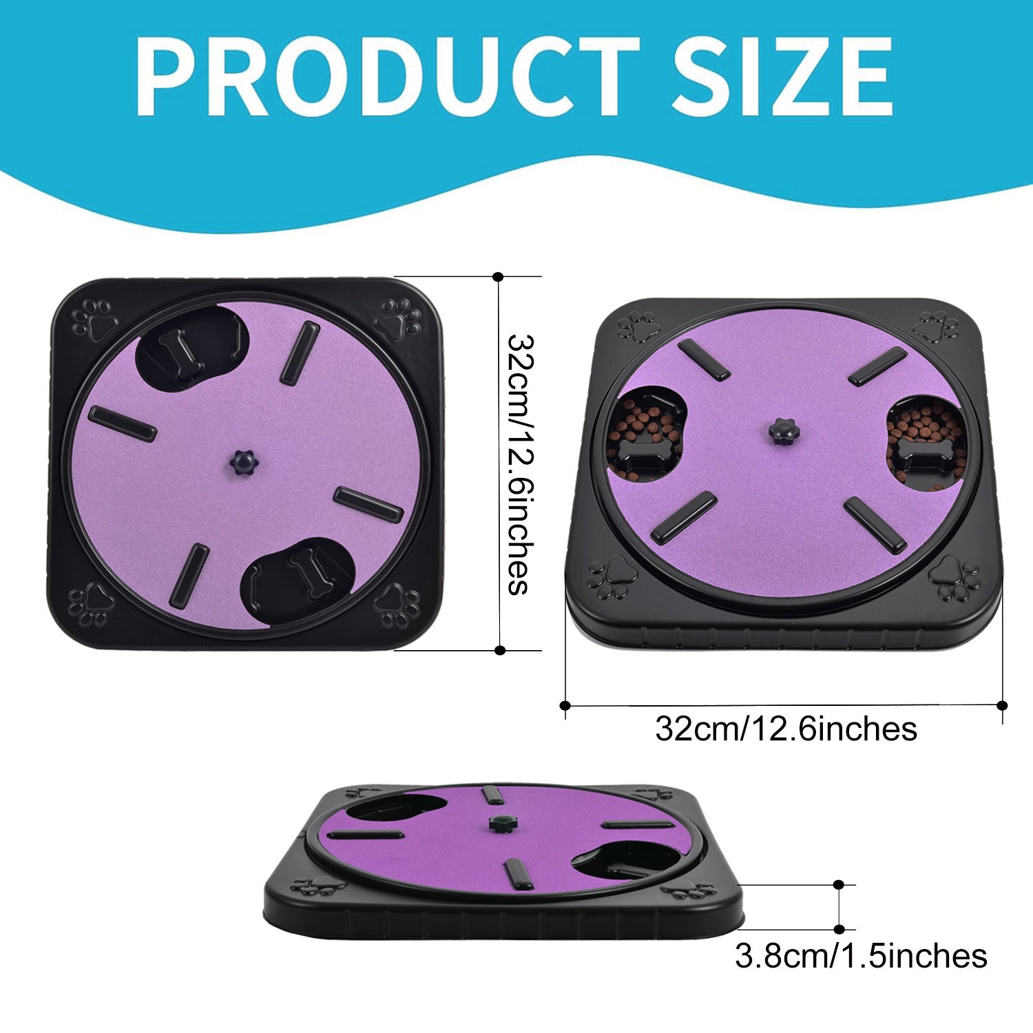 KFX-1196989 Interactive Pet Scratch Board with Food Storage and 360 Rotating Design for Nail Trimming and Scratching