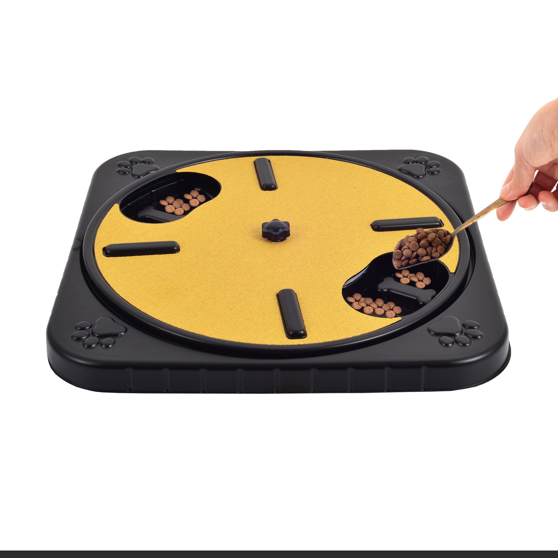 KFX-1196989 Interactive Pet Scratch Board with Food Storage and 360 Rotating Design for Nail Trimming and Scratching