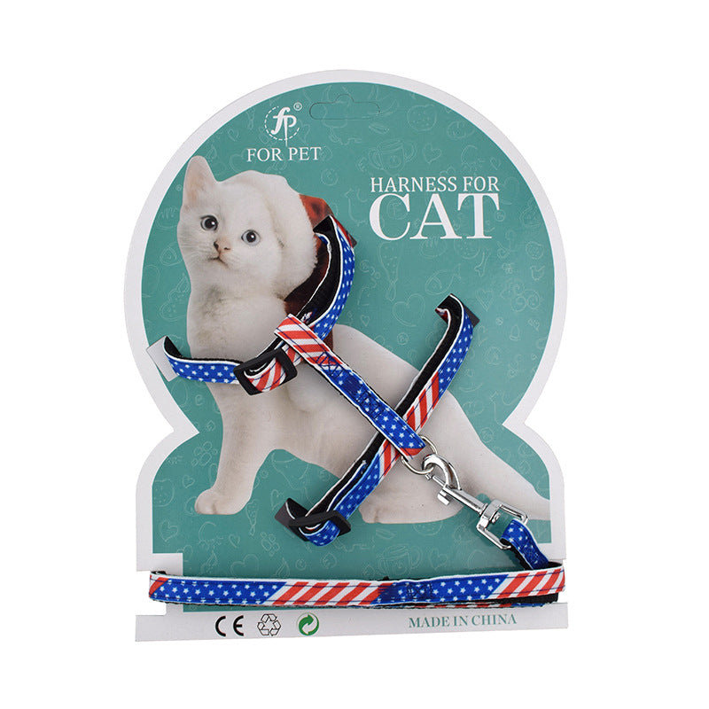 KFX-1197629 Cartoon Print Nylon Pet Chest Strap for Cats - Adjustable Length 120CM