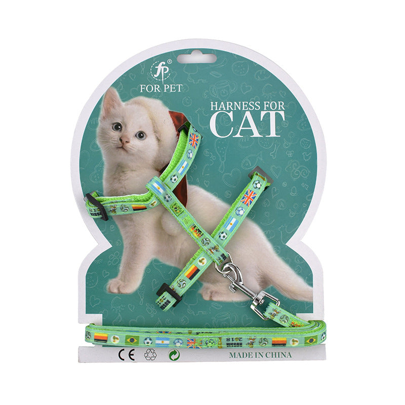KFX-1197629 Cartoon Print Nylon Pet Chest Strap for Cats - Adjustable Length 120CM