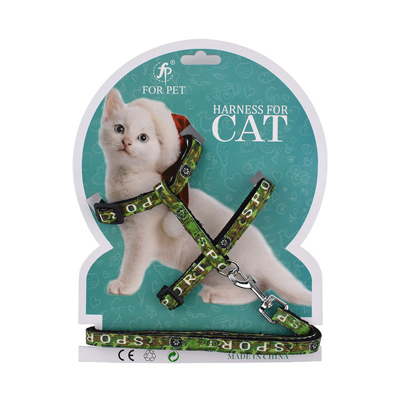 KFX-1197629 Cartoon Print Nylon Pet Chest Strap for Cats - Adjustable Length 120CM
