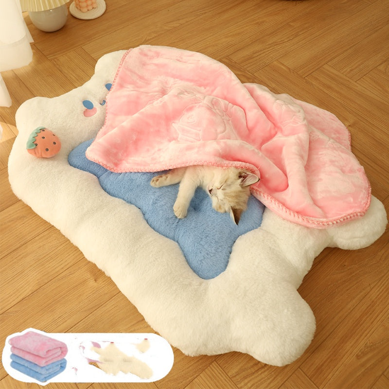 KFX-1198013 Cozy Universal Cat Sleeping Pad - Warm Berry Nest Mat for All Seasons