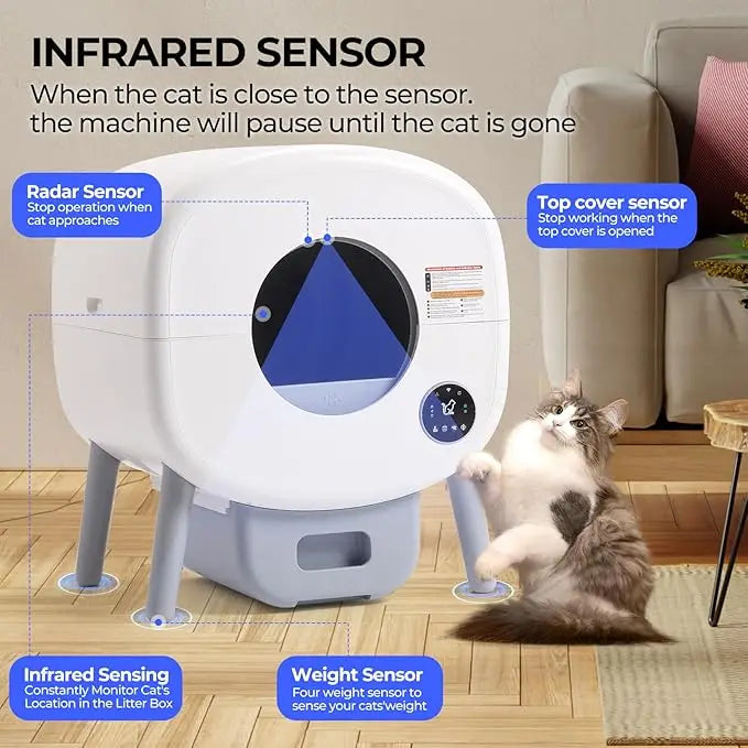 KFX-119955 Automatic Self-Cleaning Cat Litter Box with APP Control and Dual Safety Sensors - 76L Capacity