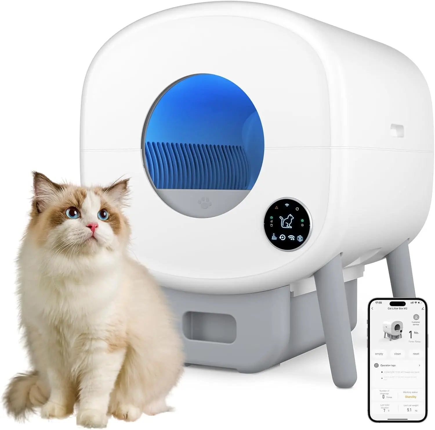KFX-119955 Automatic Self-Cleaning Cat Litter Box with APP Control and Dual Safety Sensors - 76L Capacity