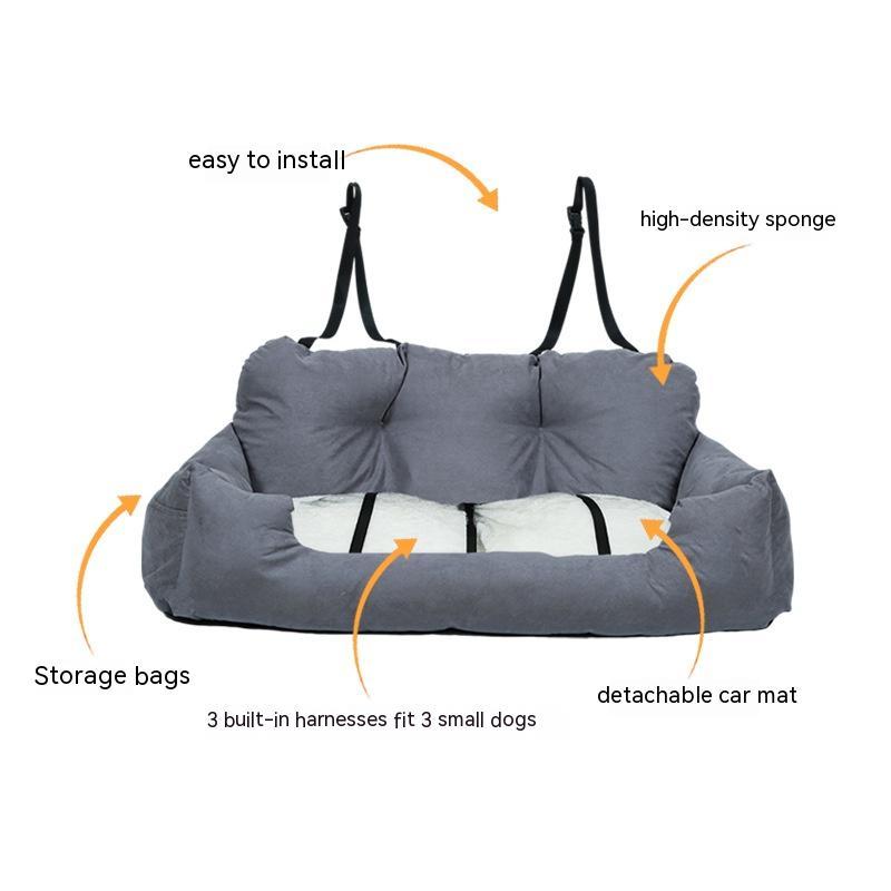 KFX-1200189 Pet Supplies Car Sofa Dog Kennel in Gray and Blue Cotton
