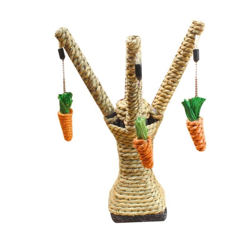 KFX-1202109 Cartoon Cat Claw Grinding Toy with Metal Support Frame and Durable Hemp Rope