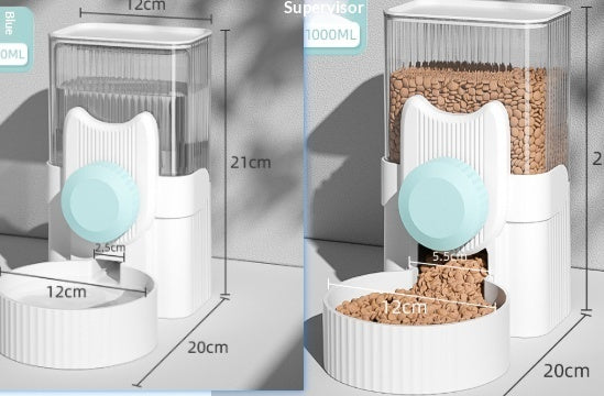 KFX-1205693 Automatic Pet Feeder and Water Dispenser Set - 1000 ml for Cats - Multiple Colors Available