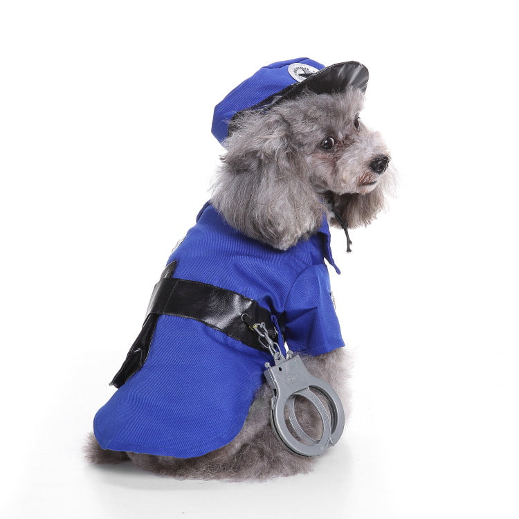 KFX-1206077 Funny Police Costume Set for Dogs - Polyester Halloween Outfit, Sizes S to XL