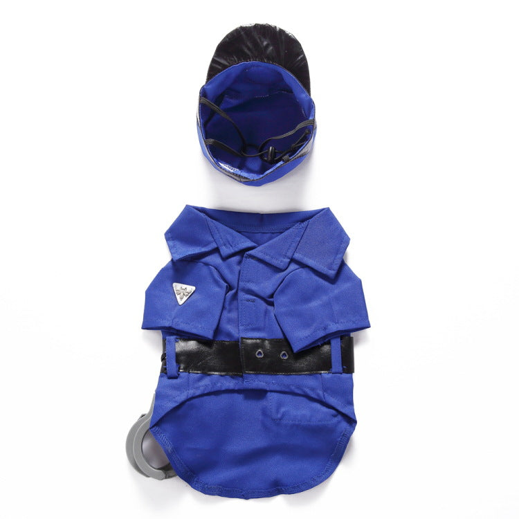 KFX-1206077 Funny Police Costume Set for Dogs - Polyester Halloween Outfit, Sizes S to XL