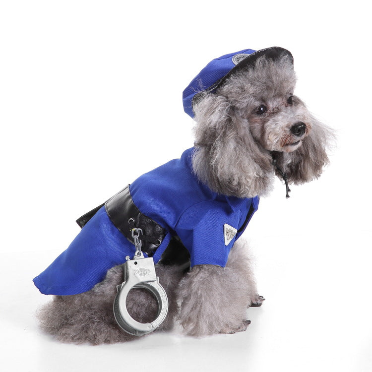KFX-1206077 Funny Police Costume Set for Dogs - Polyester Halloween Outfit, Sizes S to XL