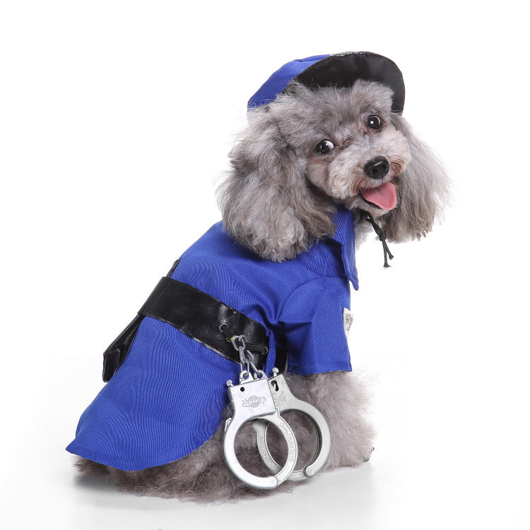 KFX-1206077 Funny Police Costume Set for Dogs - Polyester Halloween Outfit, Sizes S to XL