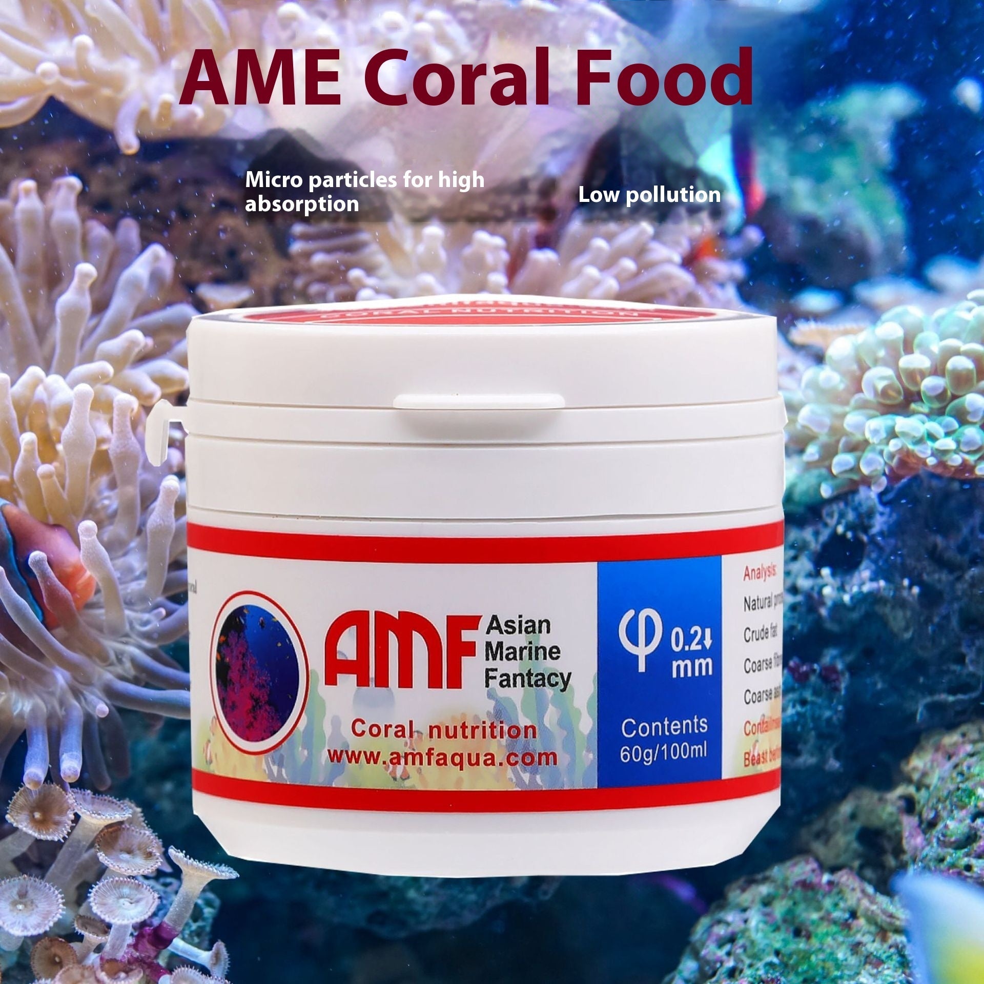 KFX-1207741 Coral Feed Micro Particles for Ornamental Fish - 30g & 60g with Spoon & Feeding Tube
