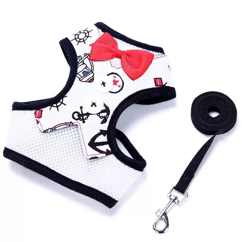 KFX-1208253 Rope Vest Harness with Leash for Small and Medium Dogs – Nylon Chest Strap in Various Colors