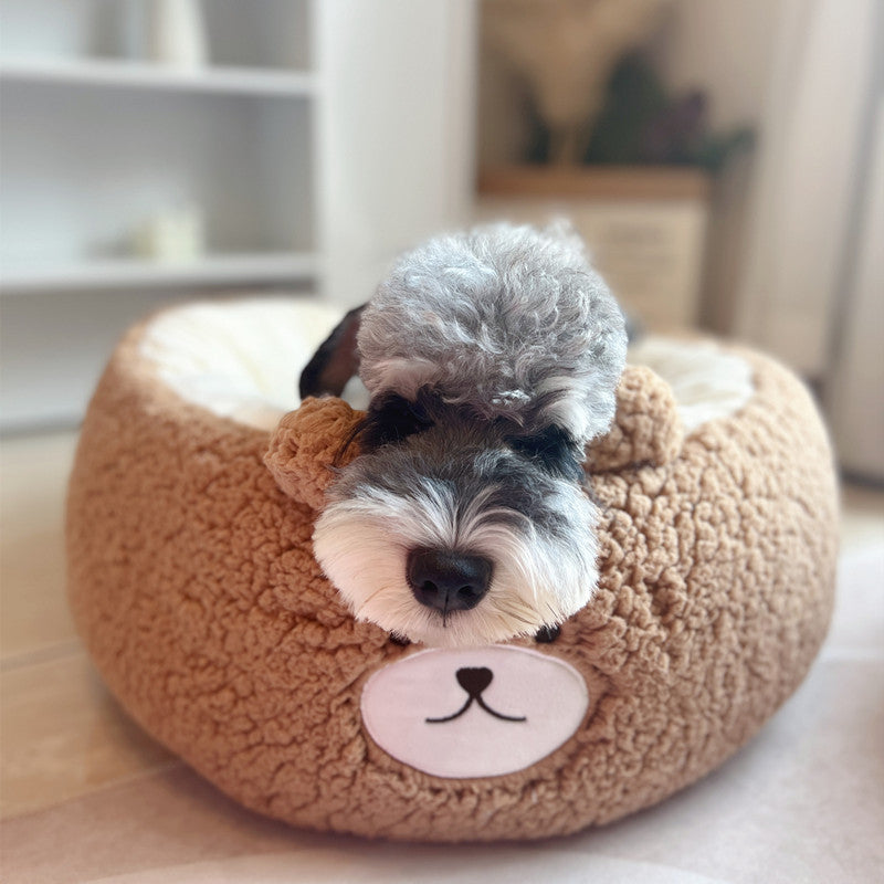 KFX-1209149 Cartoon Red Panda Plush Pet Nest Cushion for Autumn and Winter - Round Bed in Three Sizes