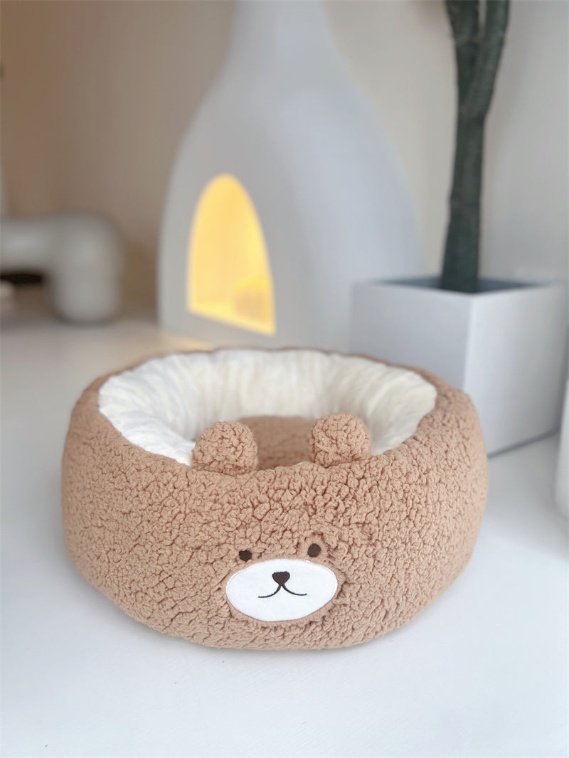 KFX-1209149 Cartoon Red Panda Plush Pet Nest Cushion for Autumn and Winter - Round Bed in Three Sizes