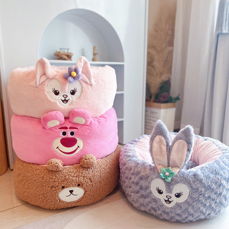 KFX-1209149 Cartoon Red Panda Plush Pet Nest Cushion for Autumn and Winter - Round Bed in Three Sizes