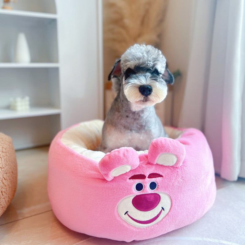 KFX-1209149 Cartoon Red Panda Plush Pet Nest Cushion for Autumn and Winter - Round Bed in Three Sizes