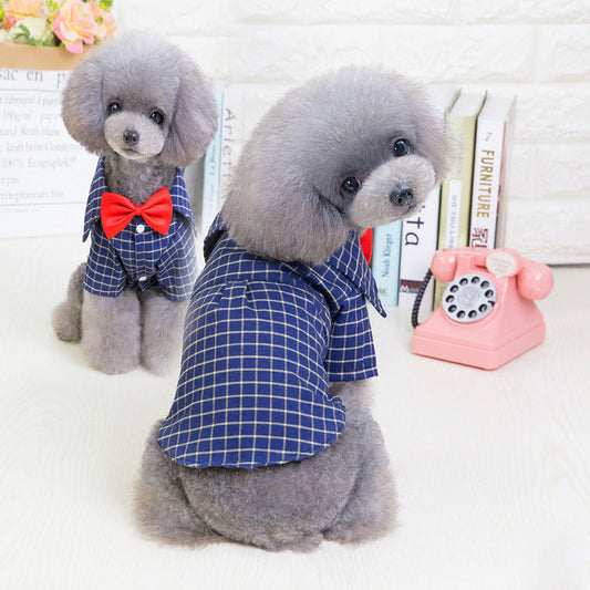 KFX-1210045 Plaid Dog Shirt for Small Pets - Comfortable Silk, Satin, and Velvet Blend, Sizes S to XXL