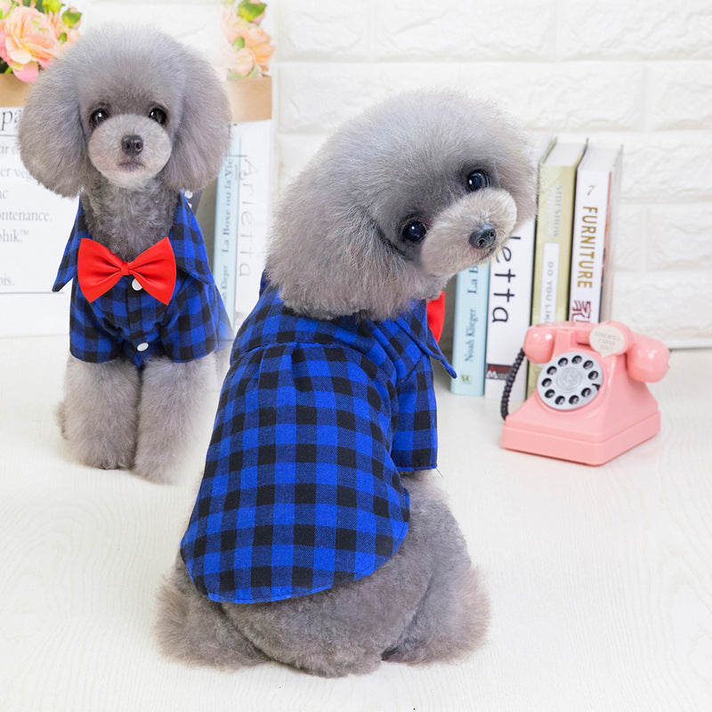 KFX-1210045 Plaid Dog Shirt for Small Pets - Comfortable Silk, Satin, and Velvet Blend, Sizes S to XXL