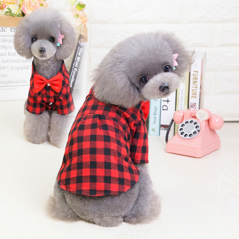 KFX-1210045 Plaid Dog Shirt for Small Pets - Comfortable Silk, Satin, and Velvet Blend, Sizes S to XXL
