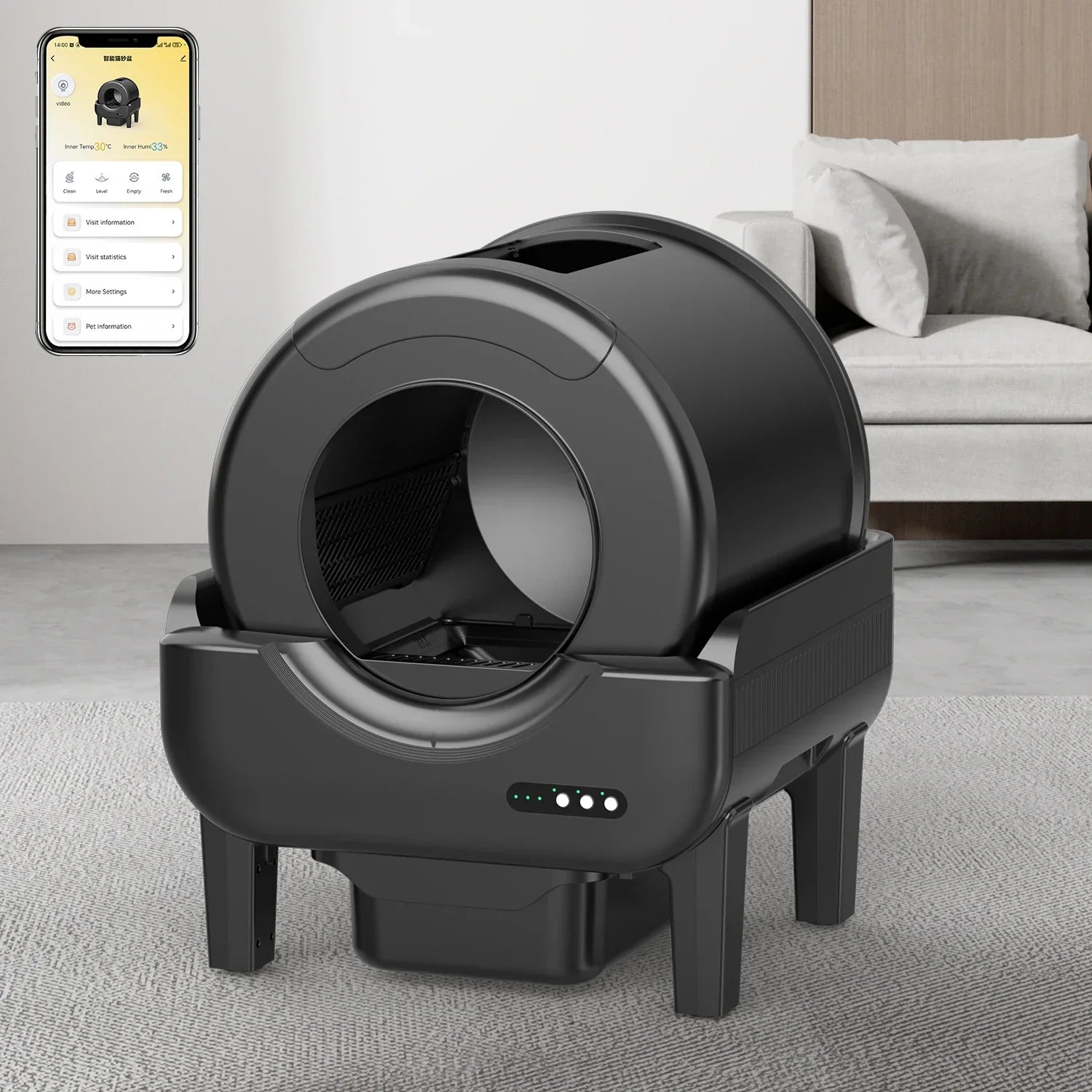 KFX-121107 Automatic One-Click Cat Litter Box with Anti-Splash Feature and Large Capacity