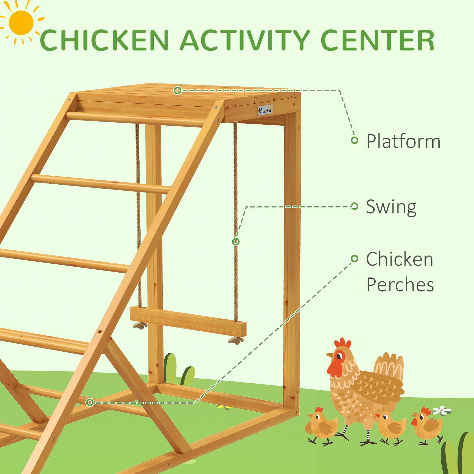 KFX-1211325 Chicken Activity Center with Perches, Ladder, and Swing for Healthy Poultry Playtime
