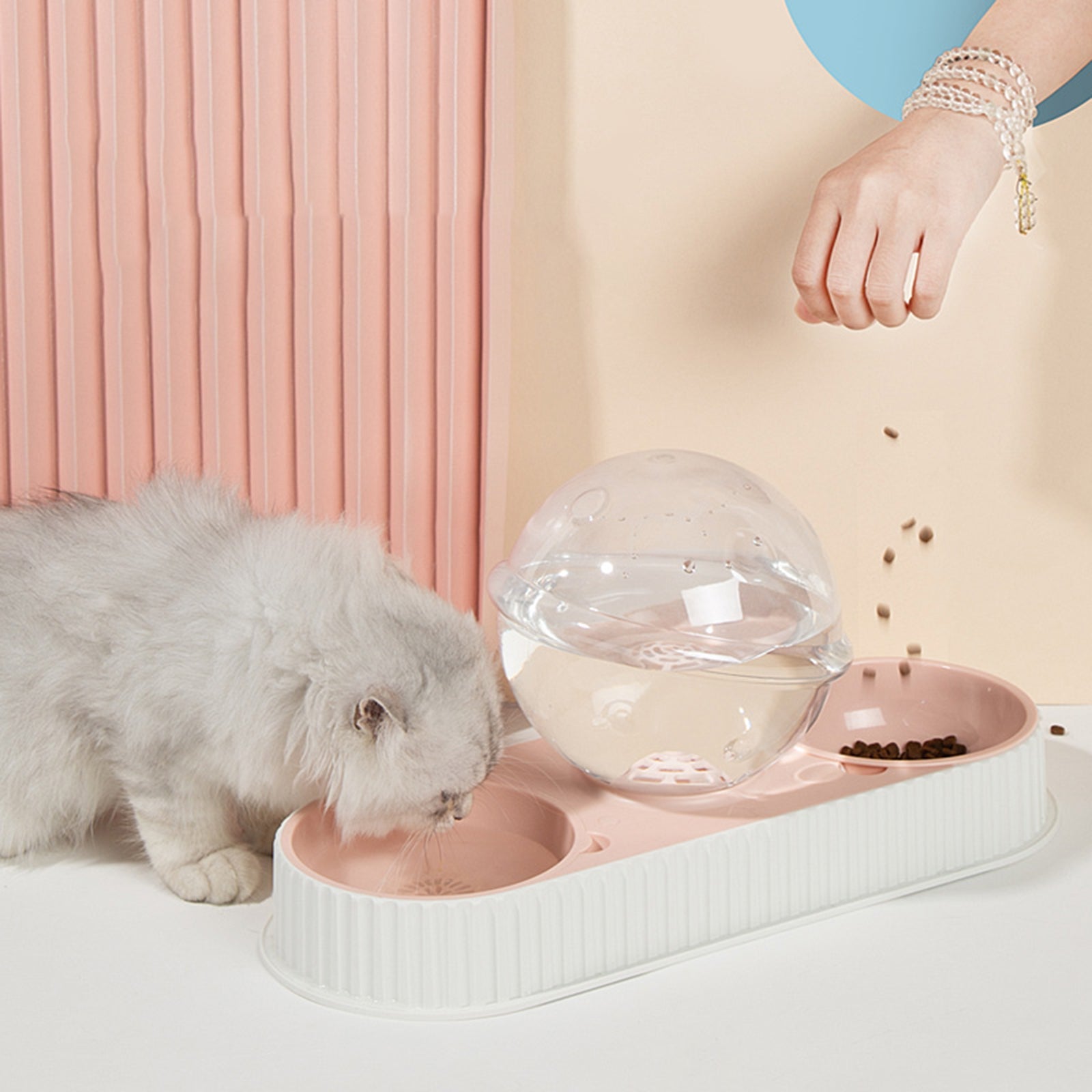 KFX-1213501 Automatic Pet Water Feeder 2.8L Dual Dish System for Cats and Dogs - Safe and Easy to Clean