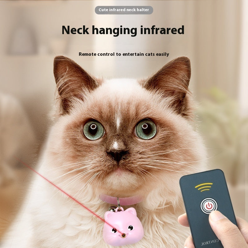 KFX-1215421 Rechargeable Infrared Cat Collar with Remote Control, Adjustable Neck Halter in Pink and Blue